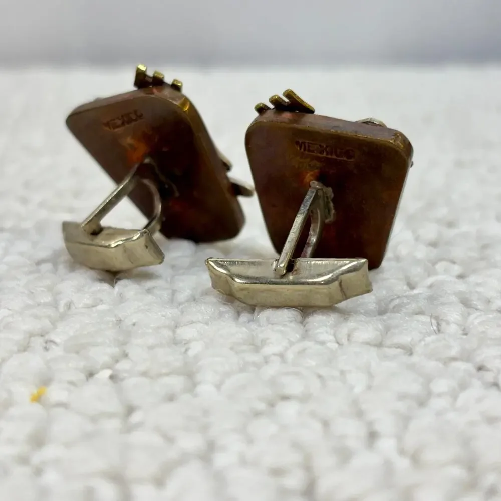Salvador Teran? Taxco Mexico Running Man Large 1” Men’s Cufflinks VTG Stamped 1